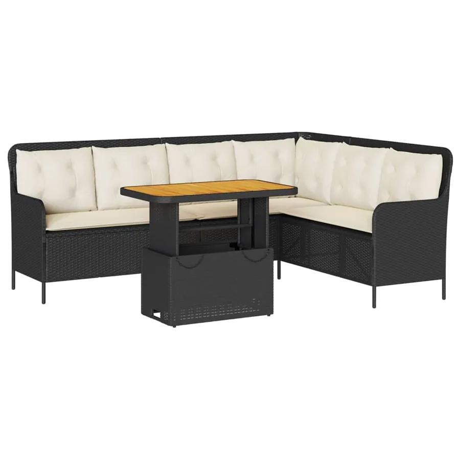 Canapés de jardin 2 pcs avec coussins Noir Résine tressée - 2