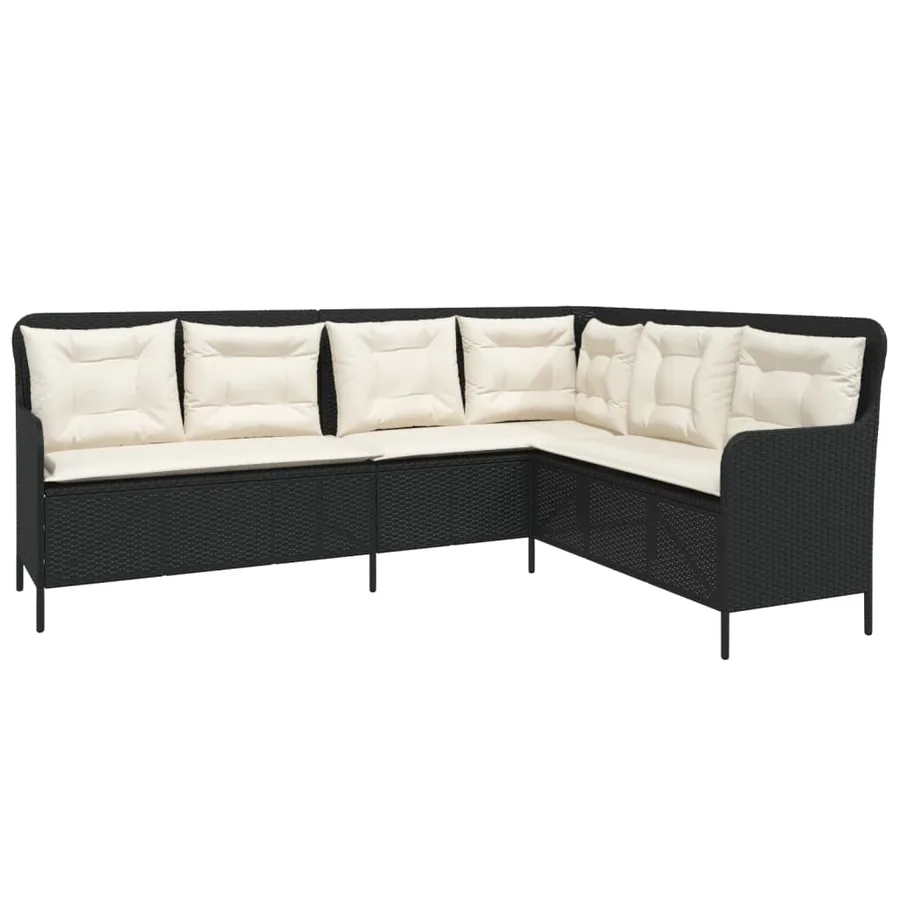 Canapés de jardin 2 pcs avec coussins Noir Résine tressée - 3