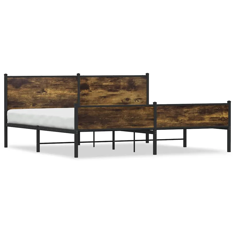 Cadre de lit en métal sans matelas chêne fumé 200x200 cm - 2