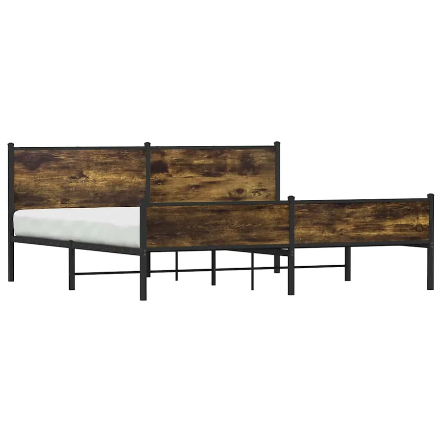 Cadre de lit en métal sans matelas chêne fumé 200x200 cm - 3
