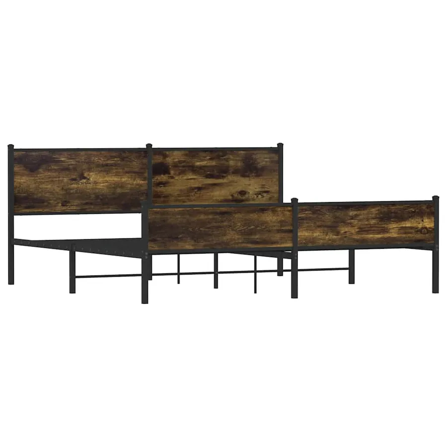 Cadre de lit en métal sans matelas chêne fumé 200x200 cm - 4
