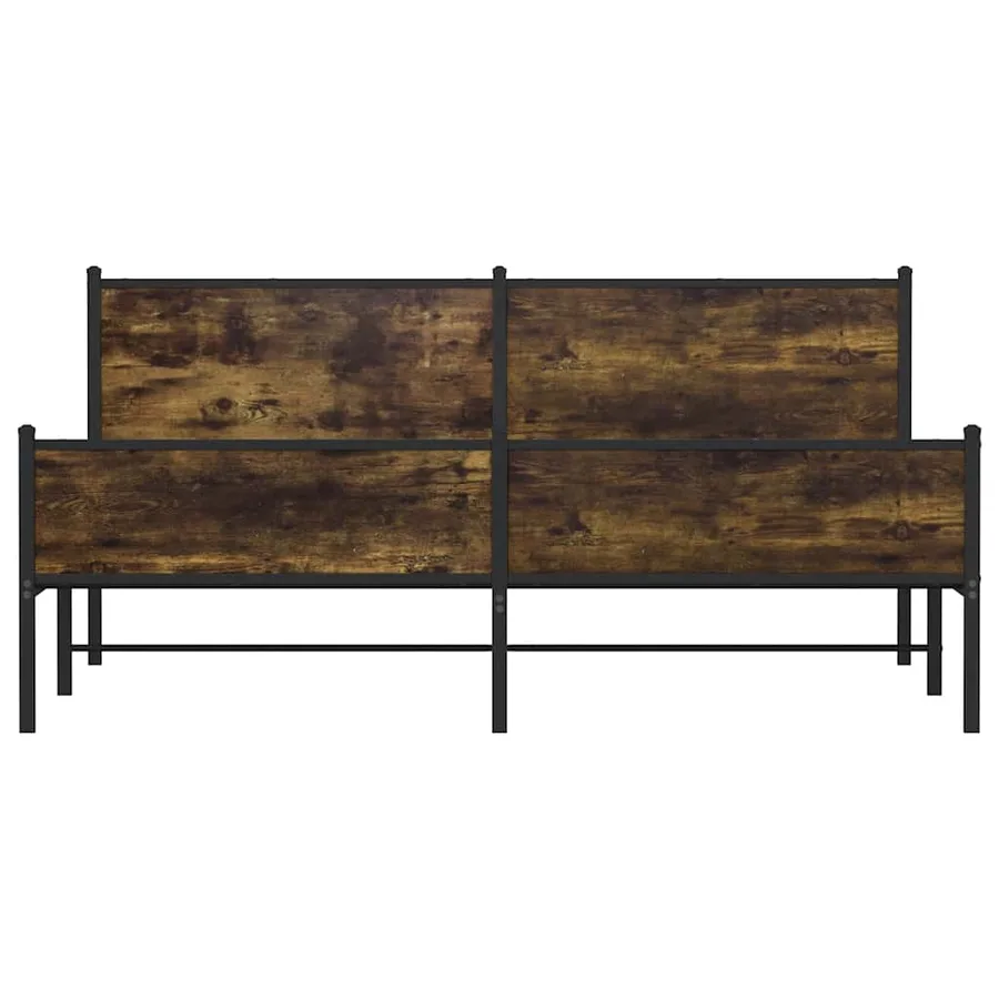 Cadre de lit en métal sans matelas chêne fumé 200x200 cm - 5
