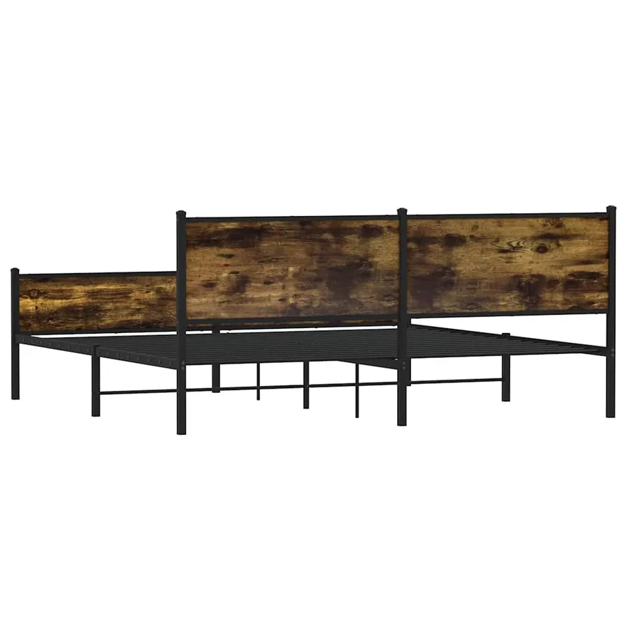Cadre de lit en métal sans matelas chêne fumé 200x200 cm - 7