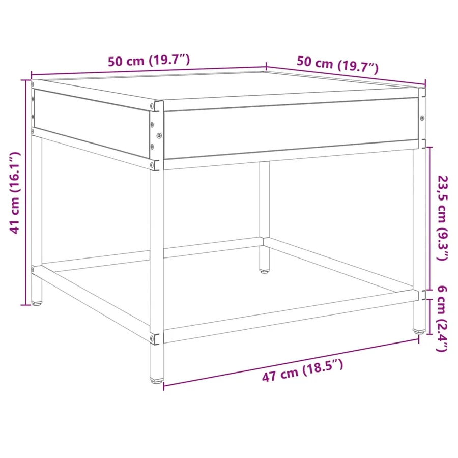 Table basse avec LED Infinity chêne fumé 50x50x41 cm - 13