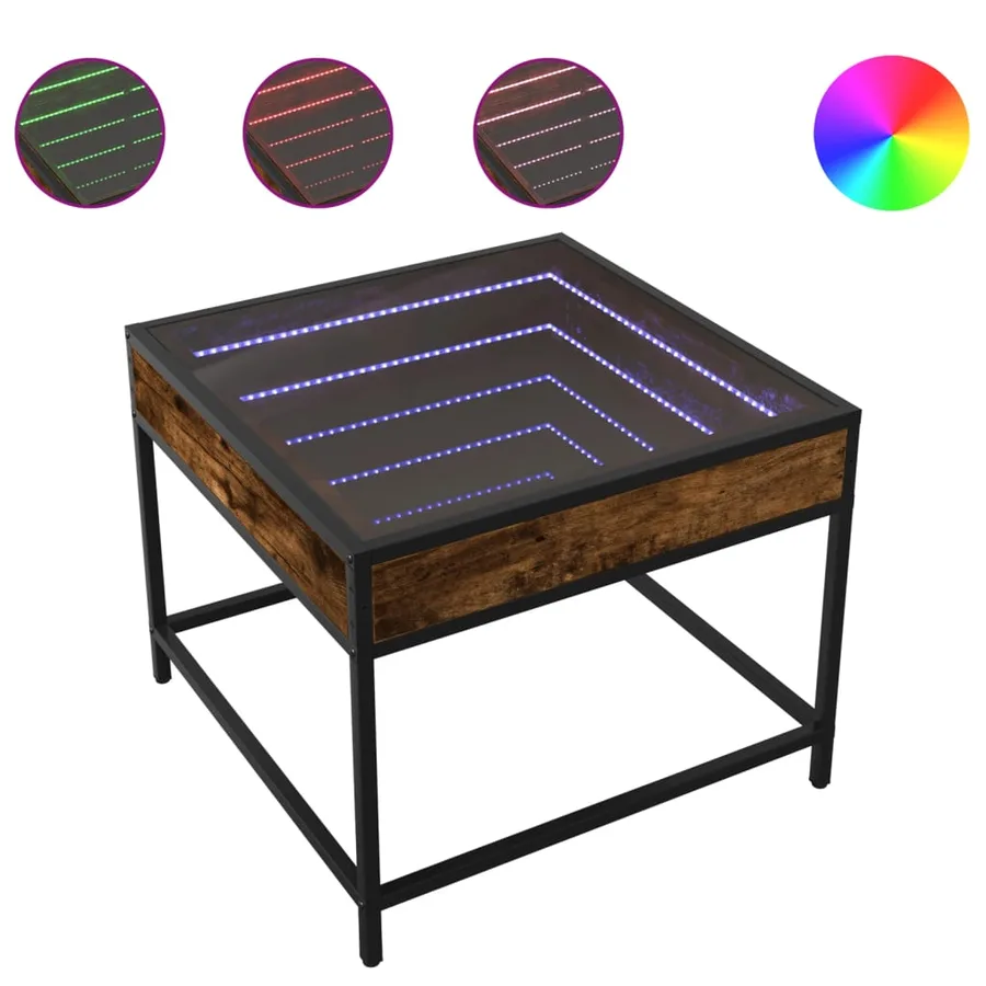 Table basse avec LED Infinity chêne fumé 50x50x41 cm - 2