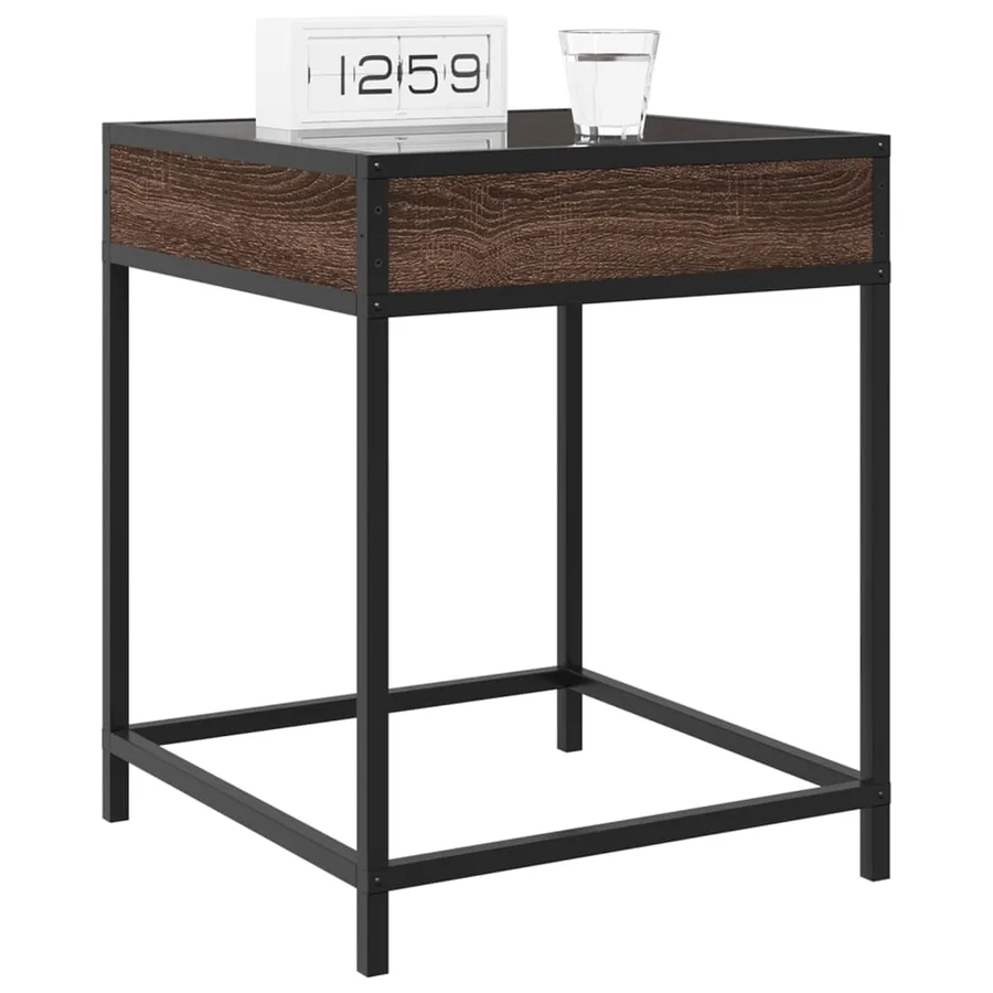 Table de chevet avec LED infini chêne marron 40x40x51 cm - 5