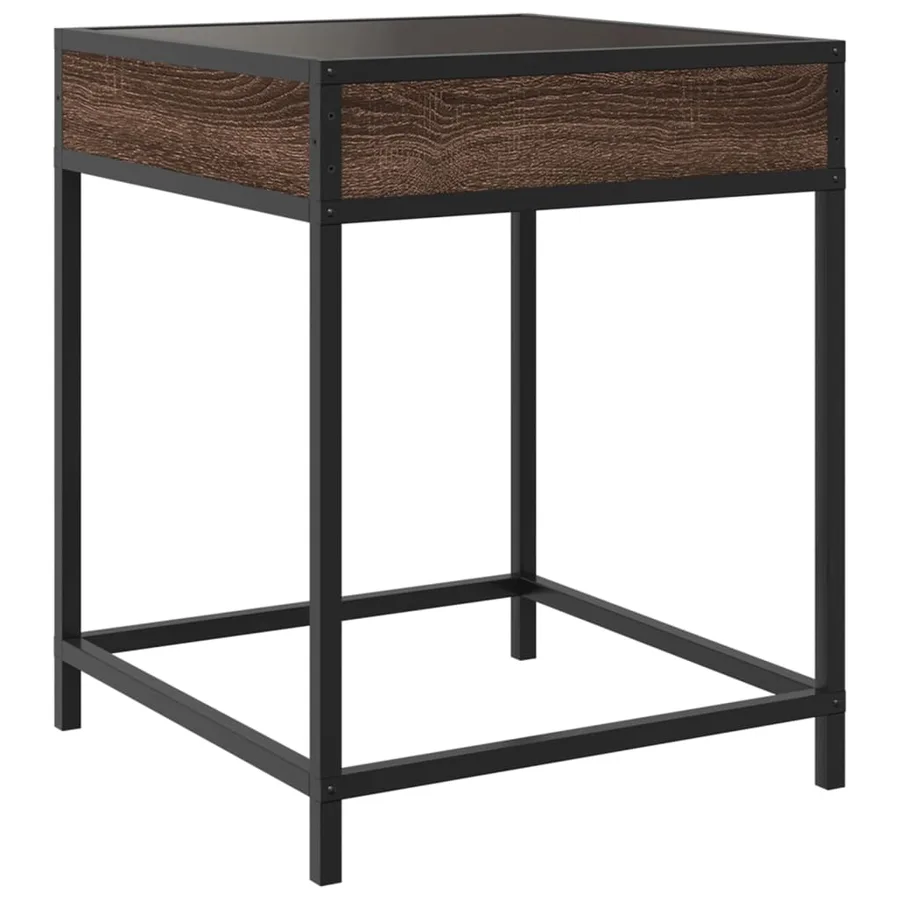 Table de chevet avec LED infini chêne marron 40x40x51 cm - 8