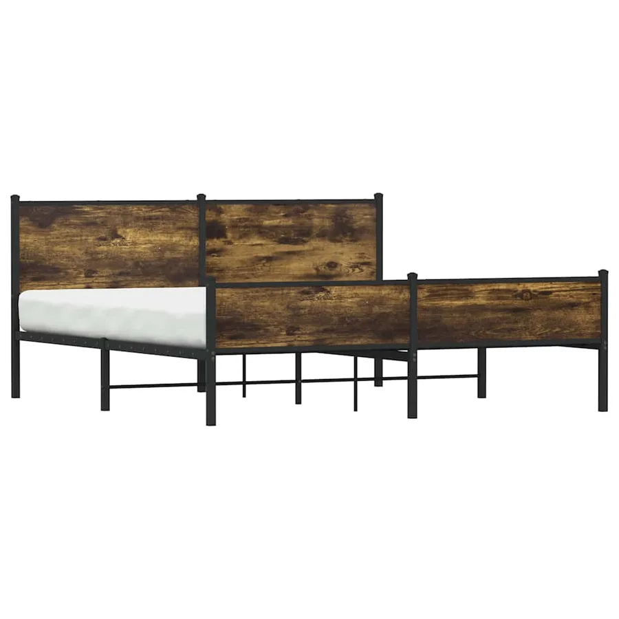 Cadre de lit en métal sans matelas chêne fumé 160x200 cm - 3