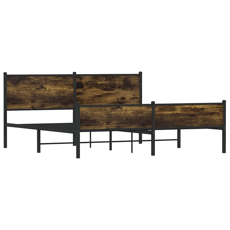 Cadre de lit en métal sans matelas chêne fumé 160x200 cm - 4