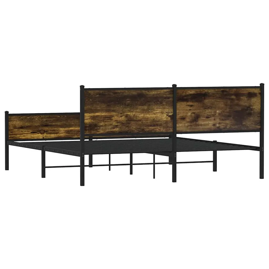 Cadre de lit en métal sans matelas chêne fumé 160x200 cm - 7