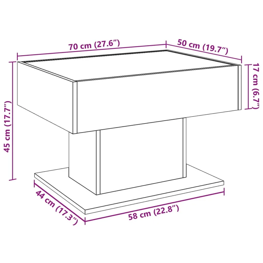 Table basse avec LED chêne sonoma 70x50x45 cm bois d'ingénierie - 13