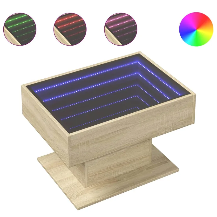 Table basse avec LED chêne sonoma 70x50x45 cm bois d'ingénierie - 2