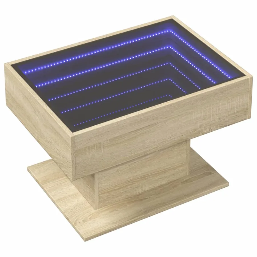Table basse avec LED chêne sonoma 70x50x45 cm bois d'ingénierie - 3