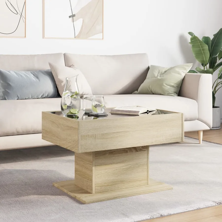 Table basse avec LED chêne sonoma 70x50x45 cm bois d'ingénierie - 4