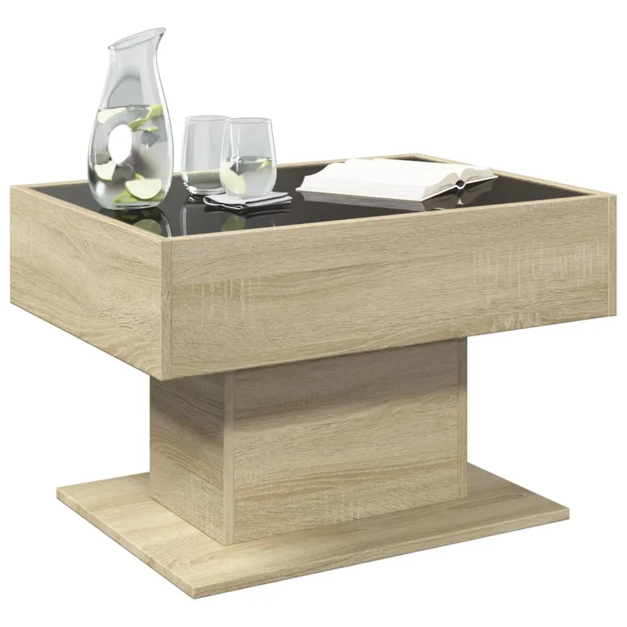 Table basse avec LED chêne sonoma 70x50x45 cm bois d'ingénierie - 5