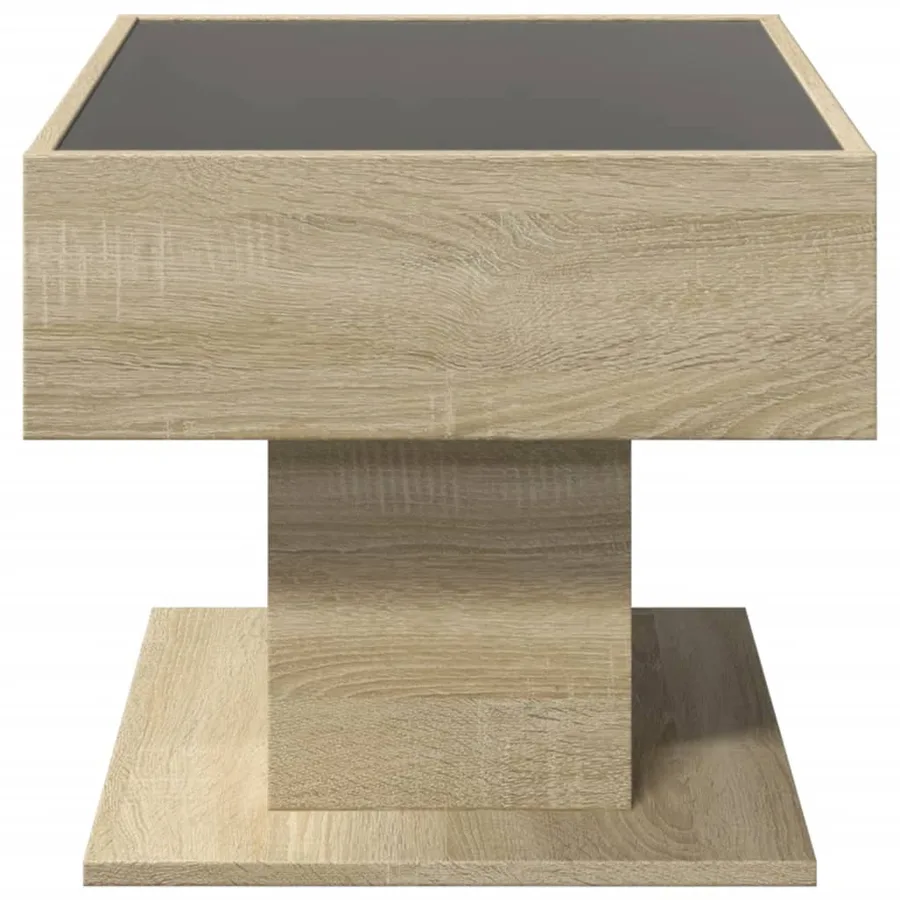 Table basse avec LED chêne sonoma 70x50x45 cm bois d'ingénierie - 7