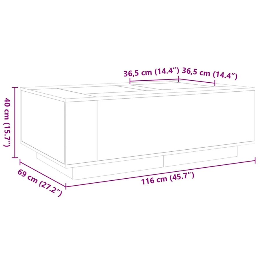 Table basse avec LED infini chêne fumé 116x69x40 cm - 13