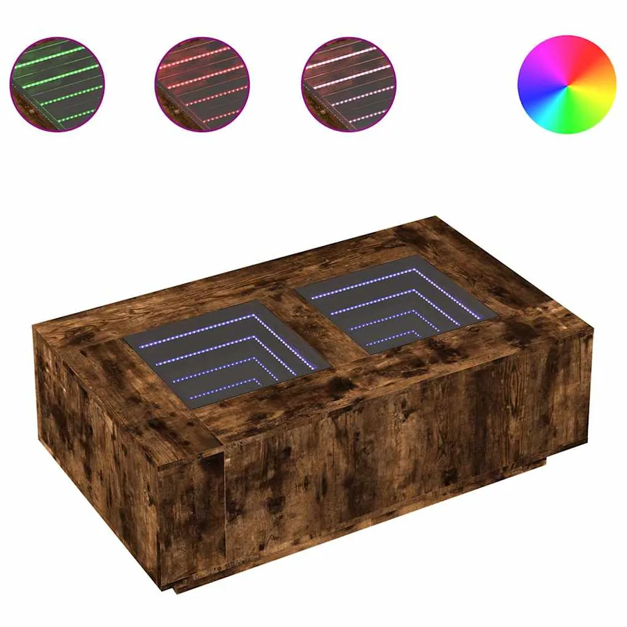 Table basse avec LED infini chêne fumé 116x69x40 cm - 2