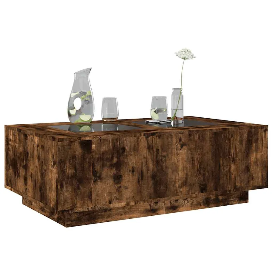 Table basse avec LED infini chêne fumé 116x69x40 cm - 5