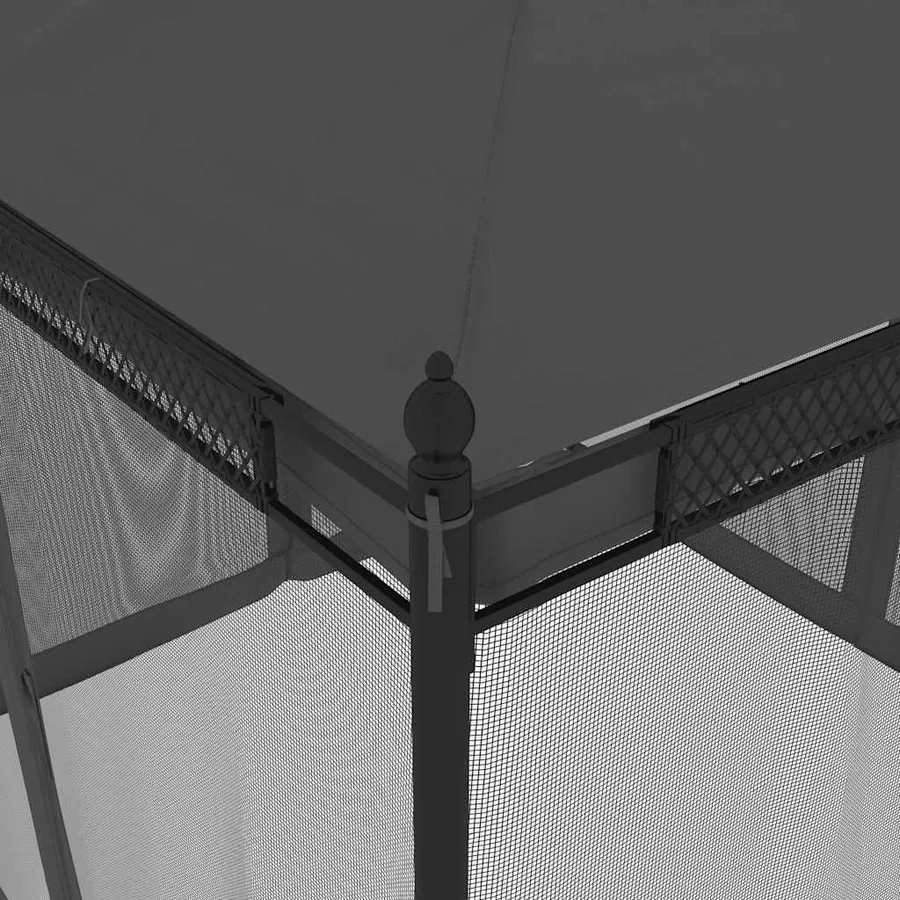 Tonnelle avec parois en filet anthracite 2,93x2,93 m acier - 7