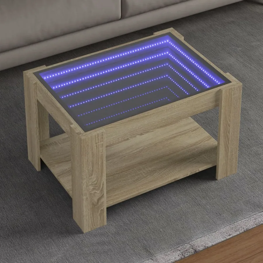 Table basse avec LED chêne sonoma 73x53x45 cm bois d'ingénierie