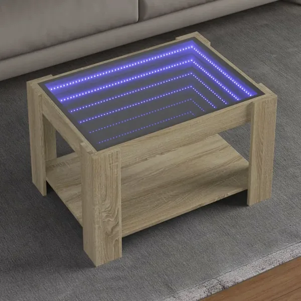 Table basse avec LED chêne sonoma 73x53x45 cm bois d'ingénierie
