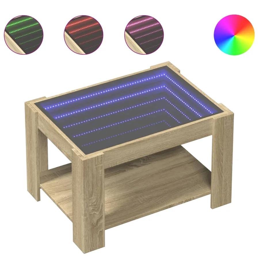 Table basse avec LED chêne sonoma 73x53x45 cm bois d'ingénierie - 2