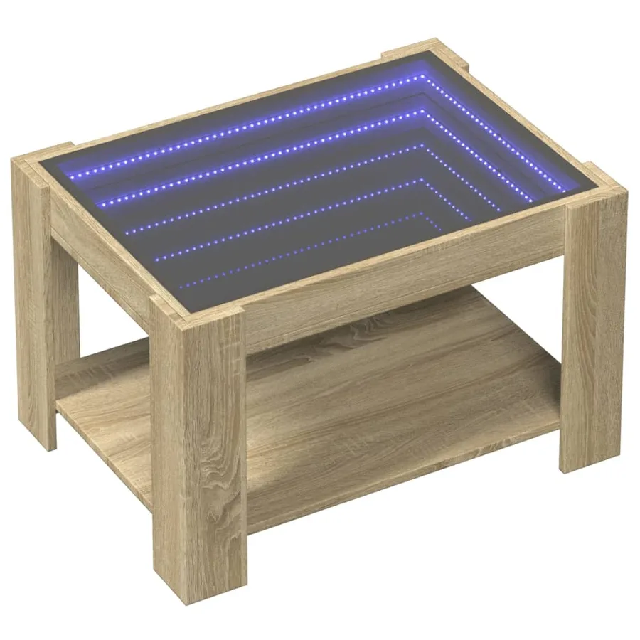 Table basse avec LED chêne sonoma 73x53x45 cm bois d'ingénierie - 3