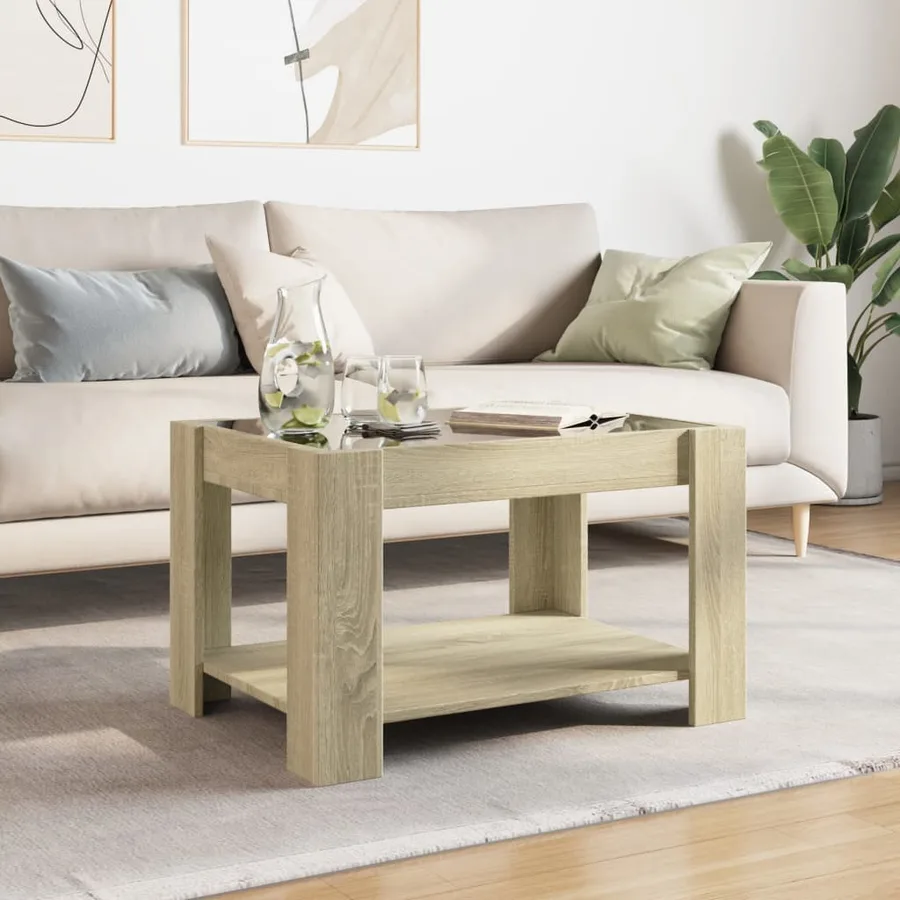 Table basse avec LED chêne sonoma 73x53x45 cm bois d'ingénierie - 4