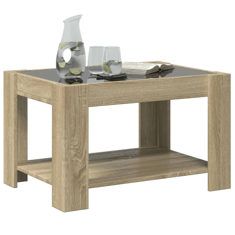 Table basse avec LED chêne sonoma 73x53x45 cm bois d'ingénierie - 5