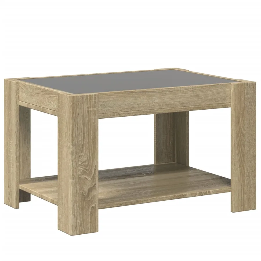 Table basse avec LED chêne sonoma 73x53x45 cm bois d'ingénierie - 8