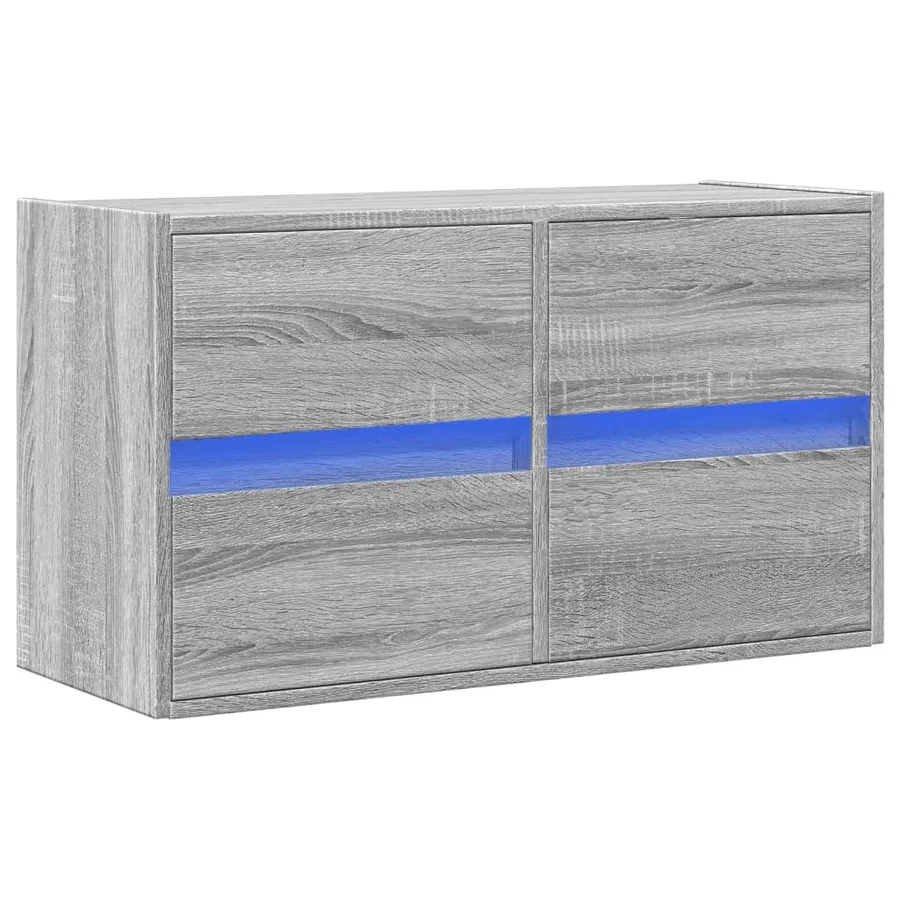 Meuble TV mural avec lumières LED sonoma gris 80x31x45 cm - 3