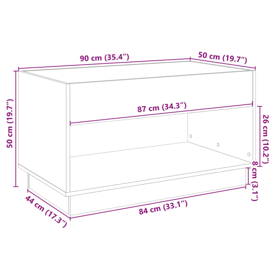 Table basse avec LED infini sonoma gris 90x50x50 cm - 13