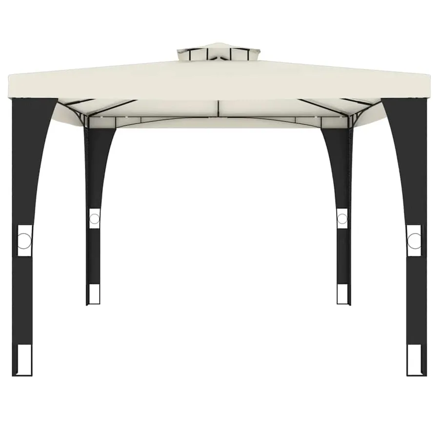 Tonnelle à double toit crème 3,98x2,98 m acier - 4