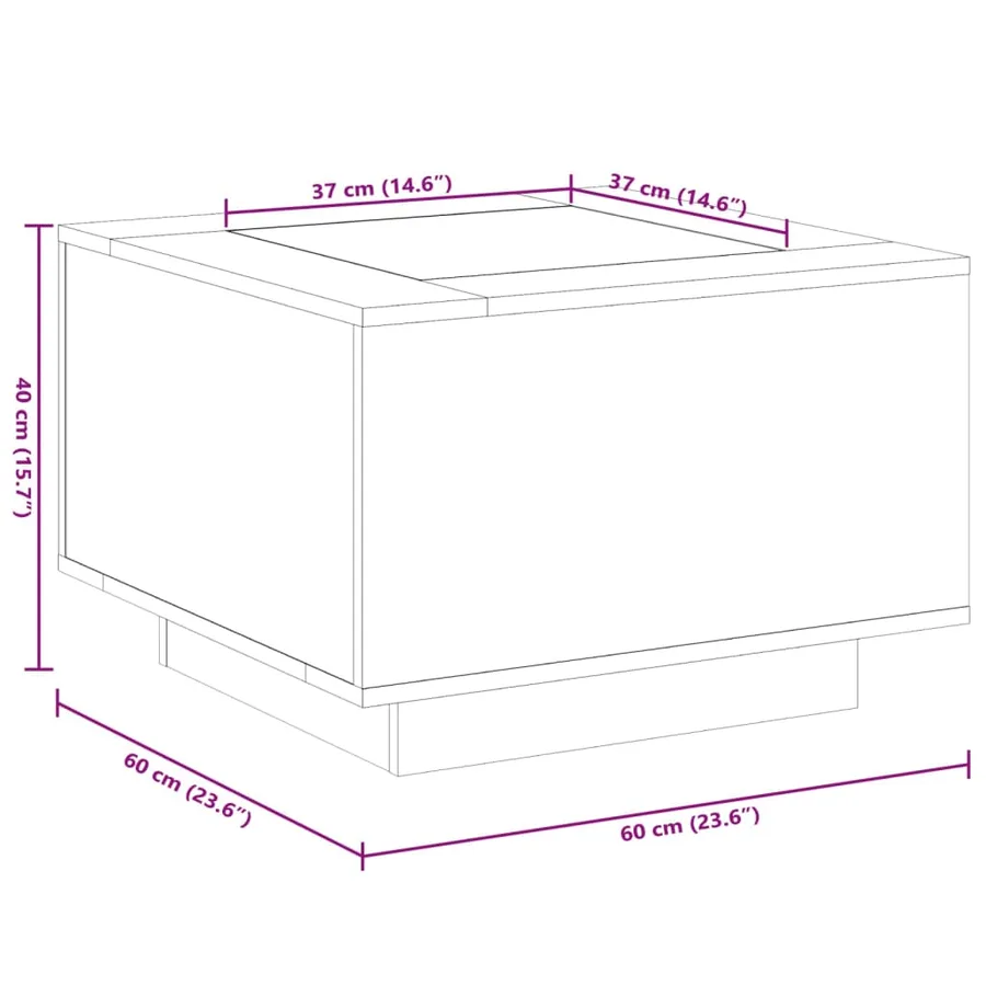 Table basse avec LED chêne sonoma 60x60x40 cm bois d'ingénierie - 13