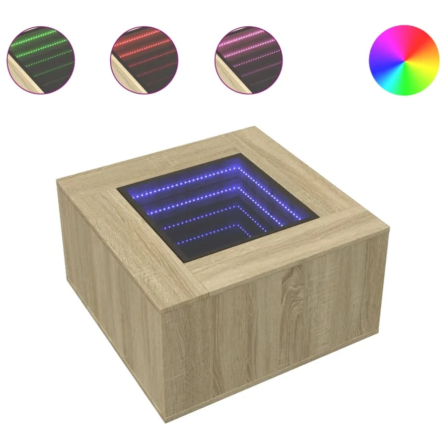 Table basse avec LED chêne sonoma 60x60x40 cm bois d'ingénierie - 2