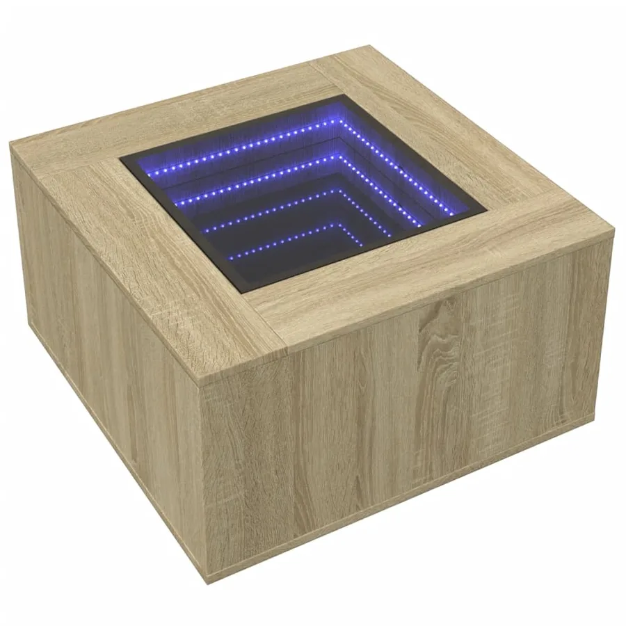 Table basse avec LED chêne sonoma 60x60x40 cm bois d'ingénierie - 3