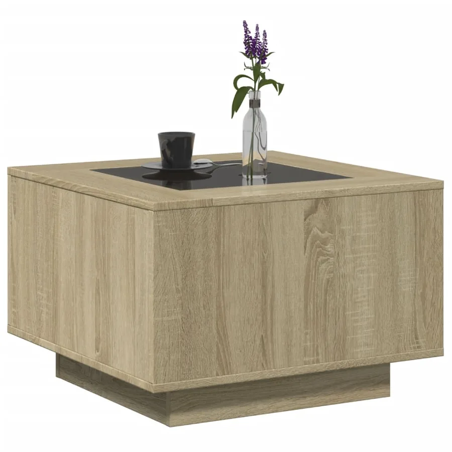 Table basse avec LED chêne sonoma 60x60x40 cm bois d'ingénierie - 5