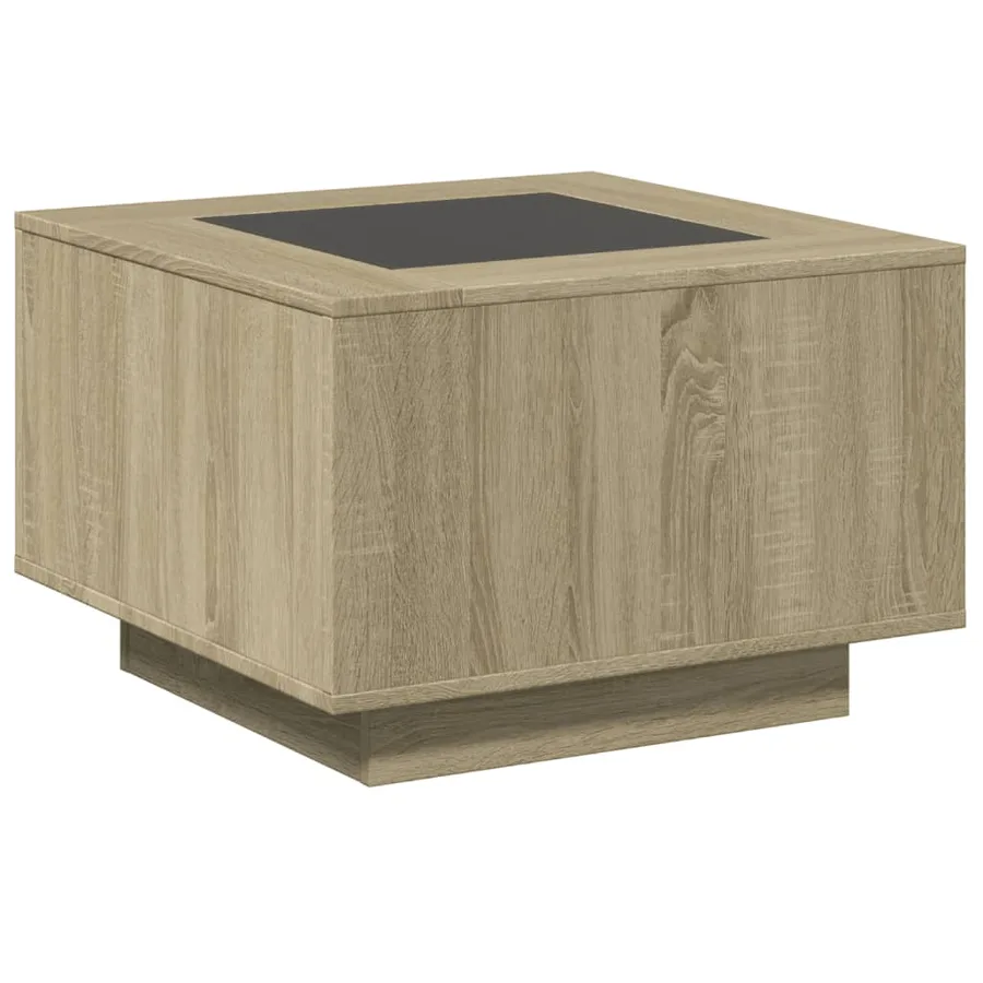 Table basse avec LED chêne sonoma 60x60x40 cm bois d'ingénierie - 8