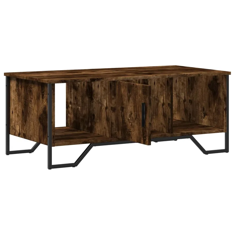 Table basse chêne fumé 100x51x40 cm bois d'ingénierie - 10