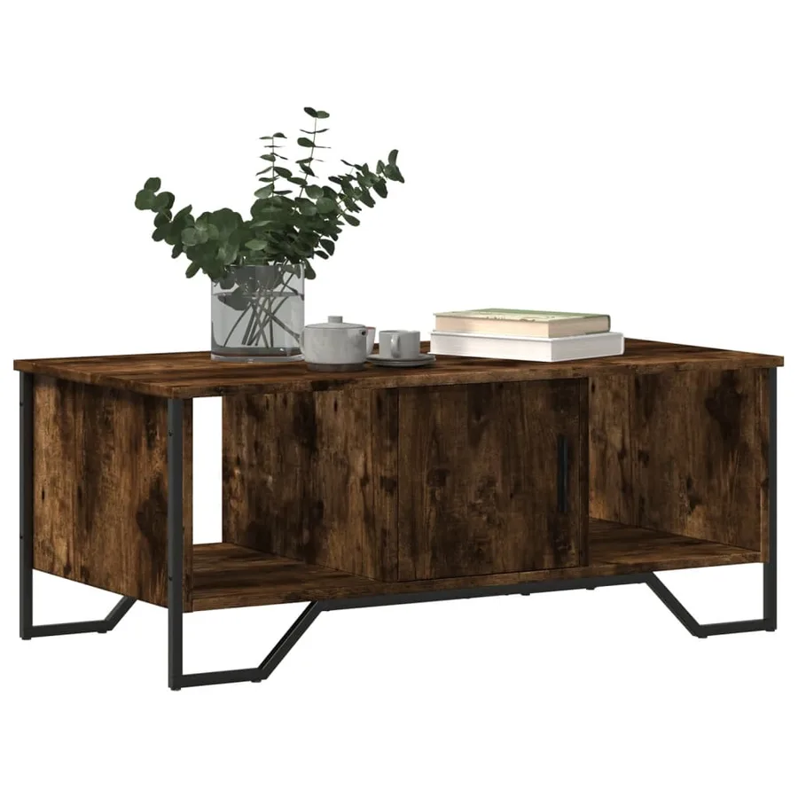 Table basse chêne fumé 100x51x40 cm bois d'ingénierie - 4
