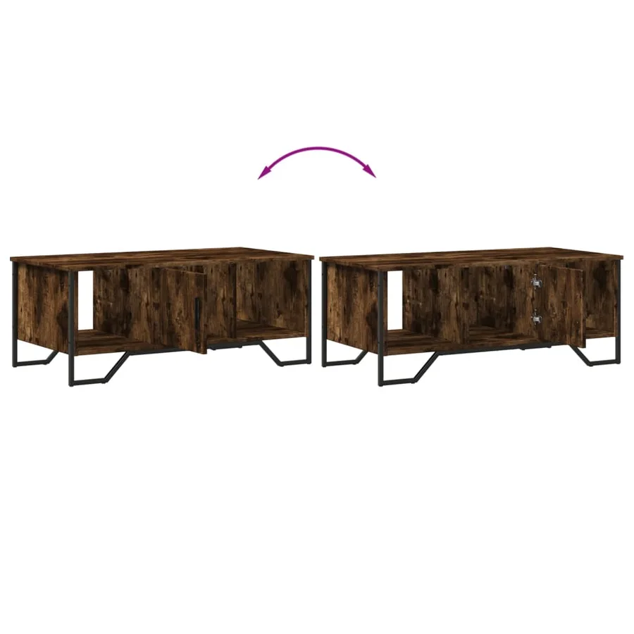 Table basse chêne fumé 100x51x40 cm bois d'ingénierie - 8