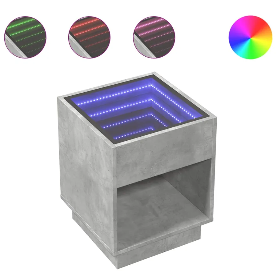 Table basse avec LED infini gris béton 40x40x50 cm - 2