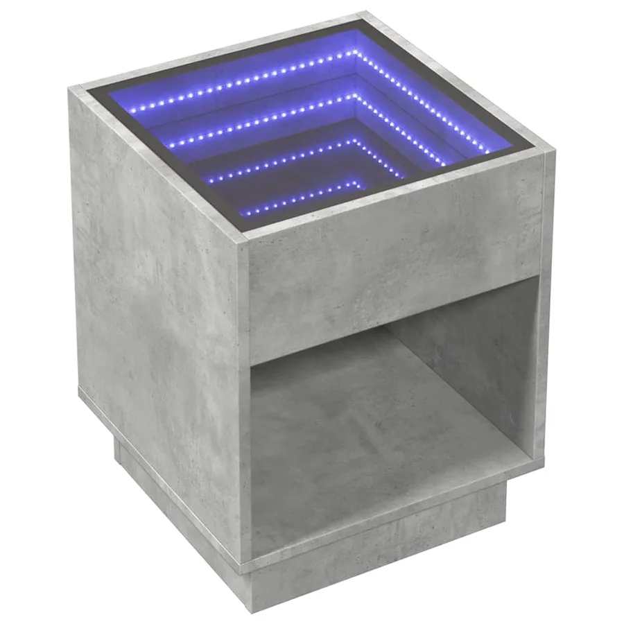 Table basse avec LED infini gris béton 40x40x50 cm - 3