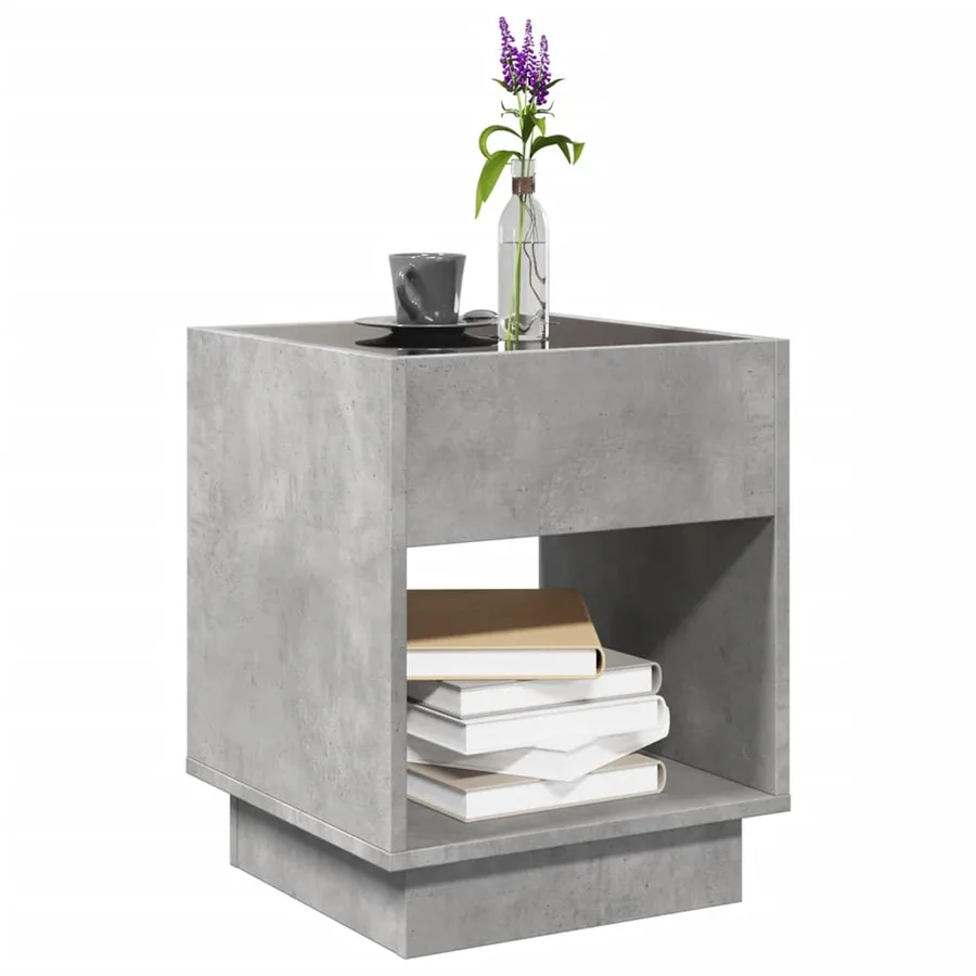 Table basse avec LED infini gris béton 40x40x50 cm - 5