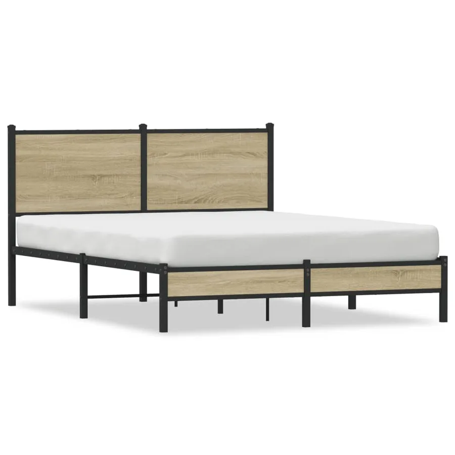 Cadre de lit en métal sans matelas chêne sonoma 140x190 cm - 2