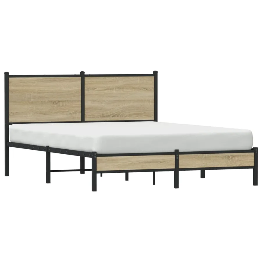 Cadre de lit en métal sans matelas chêne sonoma 140x190 cm - 4