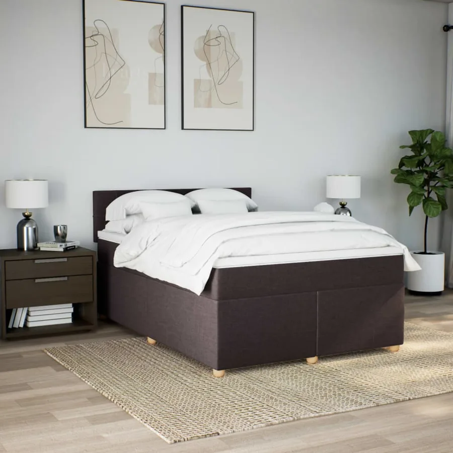 Sommier à lattes de lit avec matelas Marron foncé 140x190 cm - 4