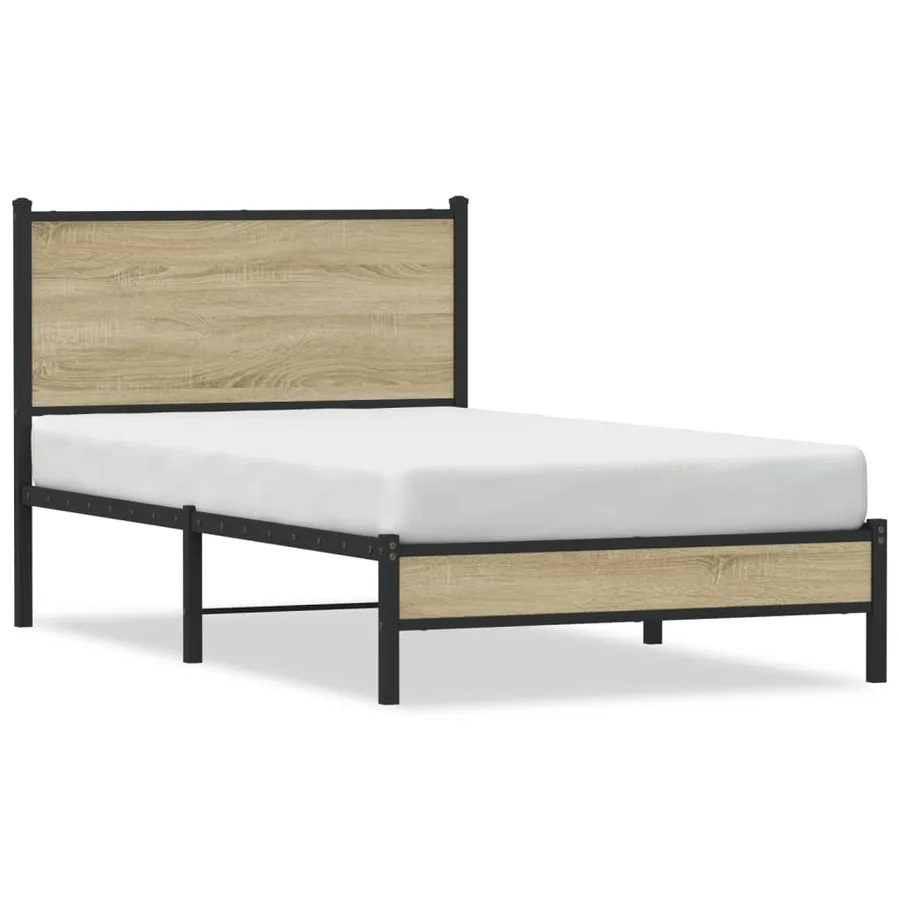 Cadre de lit en métal sans matelas chêne sonoma 100x200 cm - 2