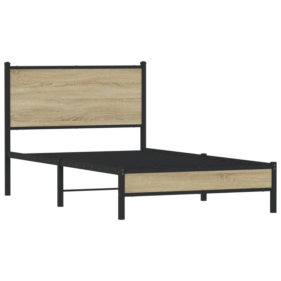 Cadre de lit en métal sans matelas chêne sonoma 100x200 cm - 3